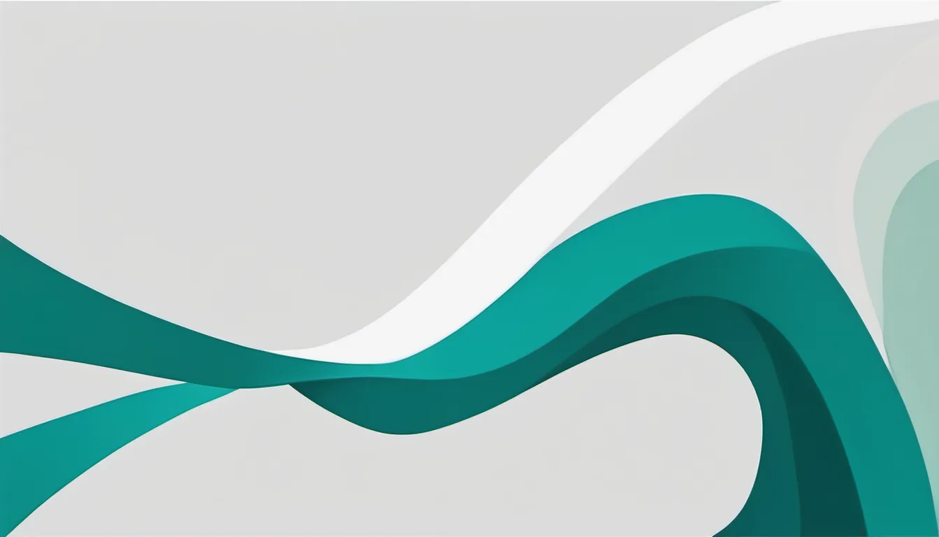 Abstract widening ribbon stack illustration in teal and pale mint on white — decorative header for Mid-Size Chest Freezers (7-15 cu ft) Compared